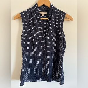 Banana Republic Navy Polka Dot Sleeveless Blouse